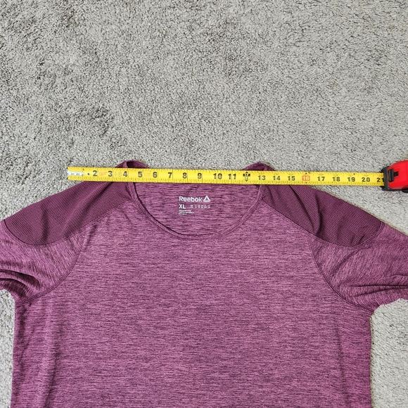 Reebok Womens Purple Work Out Gym Long Sleeve Net Shoulder Design Shirt XL - Picture 7 of 10